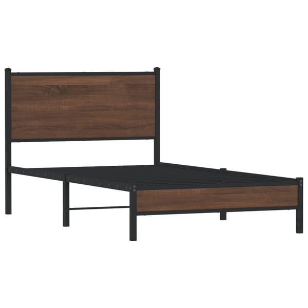 vidaXL Sengeramme i metall uten madrass brun eik 107x203 cm