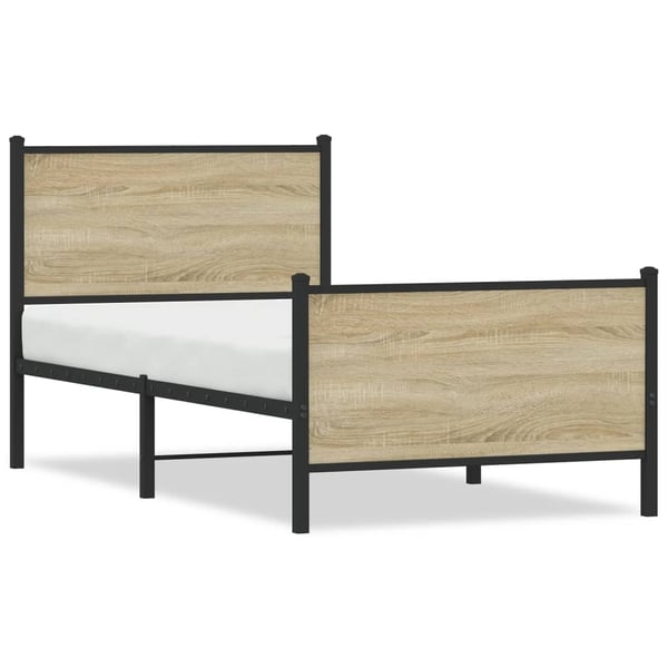 vidaXL Sengeramme i metall uten madrass sonoma eik 90x190 cm
