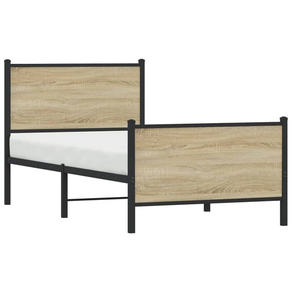 vidaXL Sengeramme i metall uten madrass sonoma eik 90x190 cm