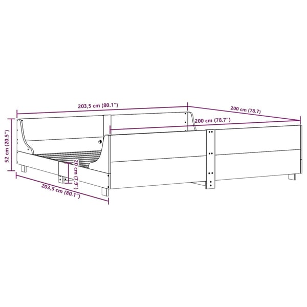 vidaXL Sengeramme med madrass hvit 200x200 cm heltre furu