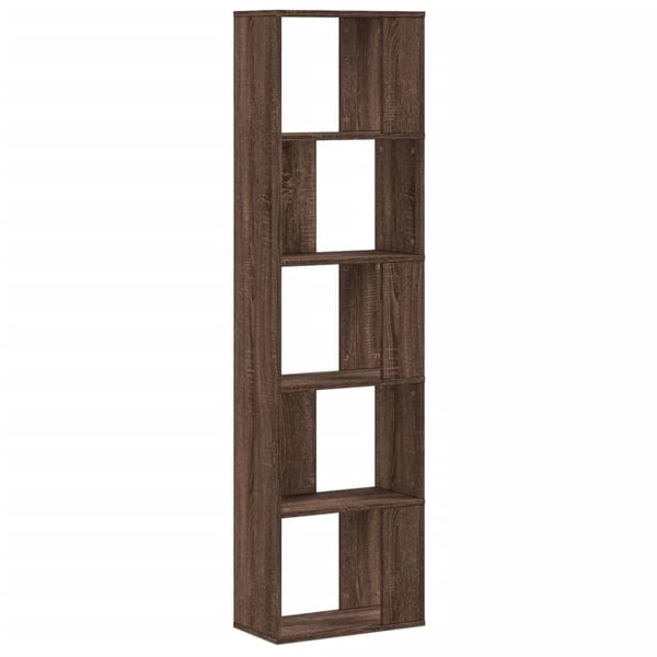 vidaXL Bokhylle 5 etasjer brun eik 45x23,5x162,5 cm konstruert tre
