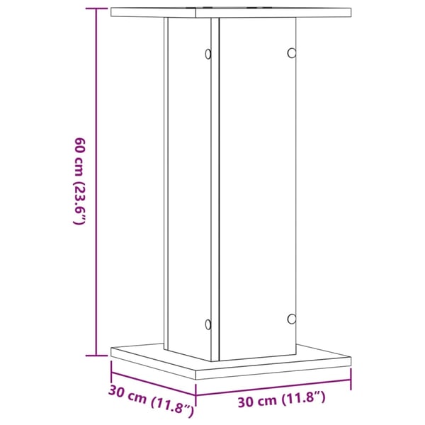 vidaXL Høyttalerstativ 2 stk røkt eik 30x30x60 cm konstruert tre