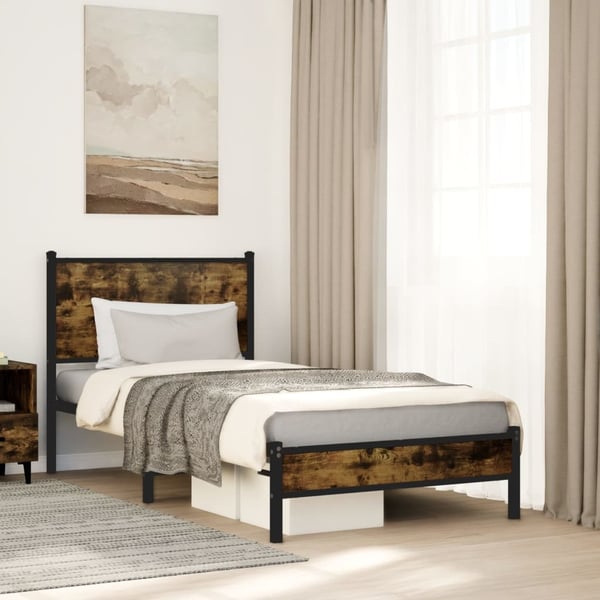 vidaXL sengeramme uden madras 80x200 cm metal røget egetræsfarve