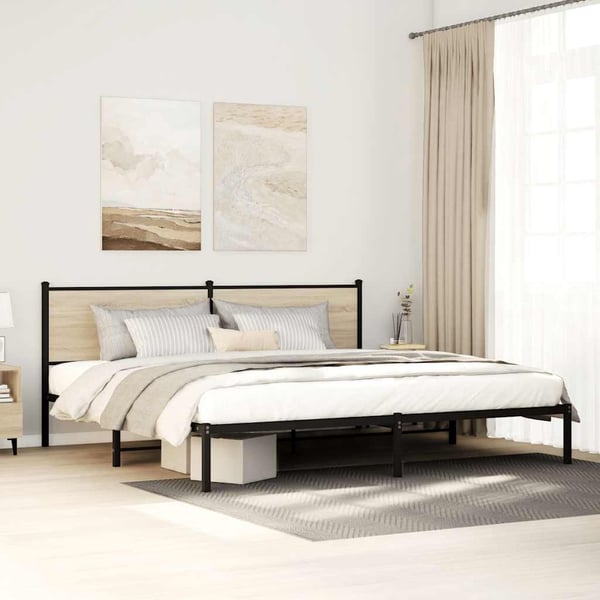 vidaXL Sengeramme i metall uten madrass sonoma eik 193x203 cm