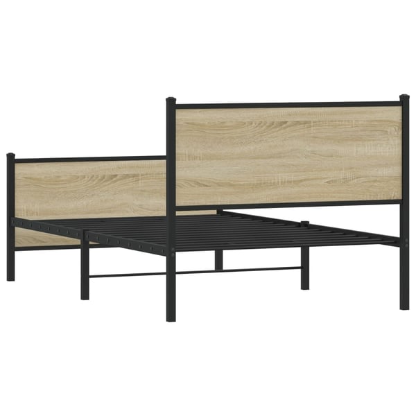 vidaXL Sengeramme i metall uten madrass sonoma eik 100x190 cm
