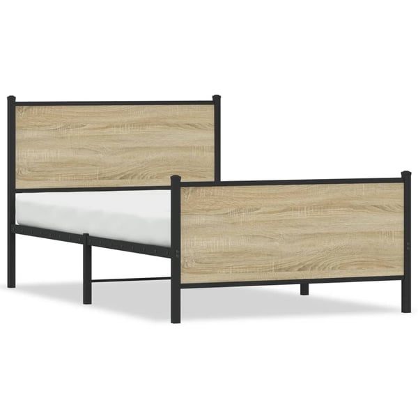 vidaXL Sengeramme i metall uten madrass sonoma eik 100x190 cm