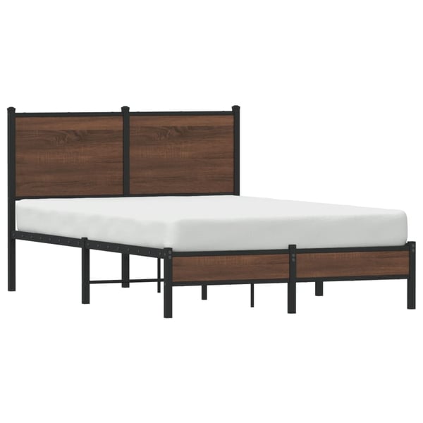 vidaXL Sengeramme i metall uten madrass brun eik 120x190 cm