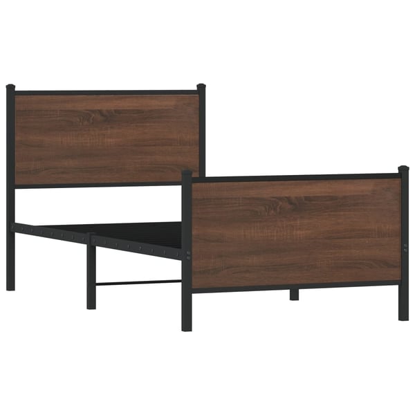 vidaXL Sengeramme i metall uten madrass brun eik 100x200 cm