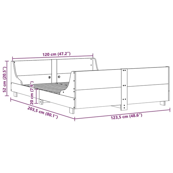 vidaXL Sengeramme uten madrass 120x200 cm heltre furu