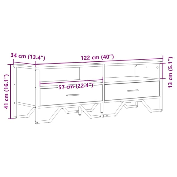 vidaXL TV-benk grå sonoma 122x34x41 cm konstruert tre