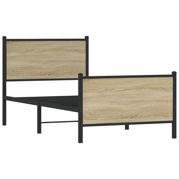 vidaXL Sengeramme i metall uten madrass sonoma eik 90x200 cm