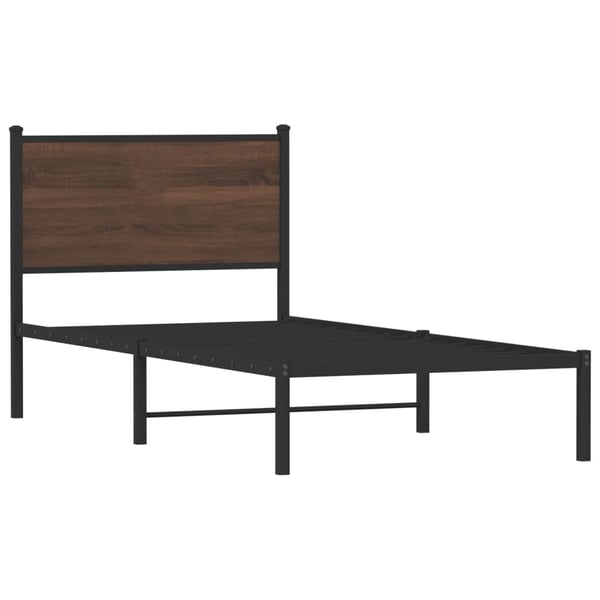 vidaXL Sengeramme i metall uten madrass brun eik 90x200 cm