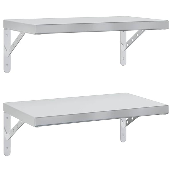 vidaXL Vegghyller 2 stk 50x30 cm sølv rustfritt stål