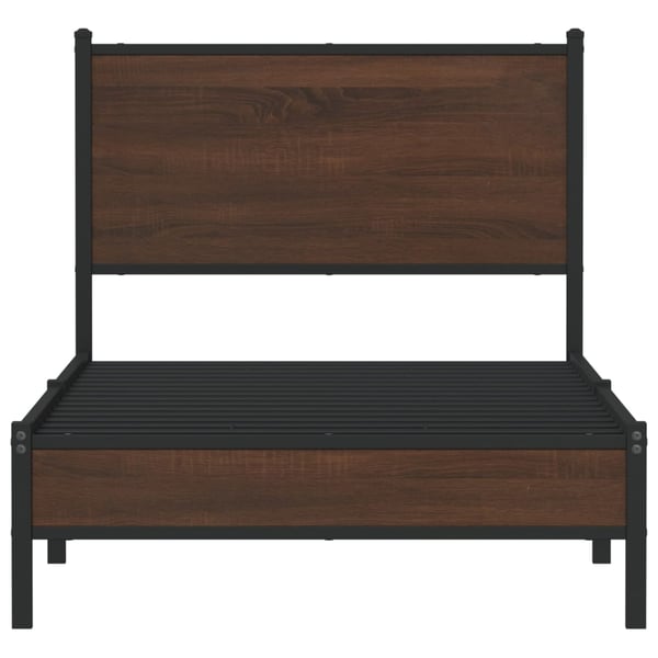 vidaXL sengeramme 75x190 cm uden madras metal brun egetræsfarve