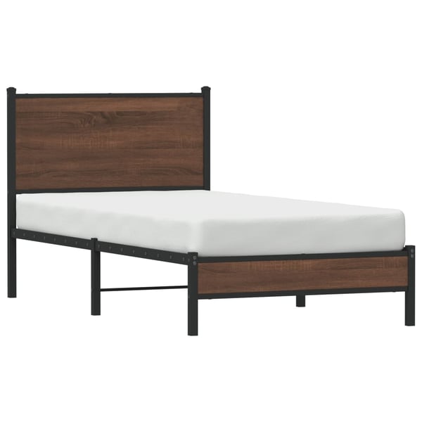 vidaXL sengeramme 75x190 cm uden madras metal brun egetræsfarve