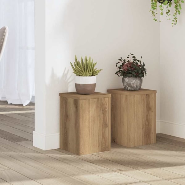 vidaXL Plantestativer 2 stk artisan eik 20x20x30 cm konstruert tre