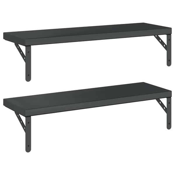 vidaXL Vegghyller 2 stk 75x23,5 cm svart rustfritt stål