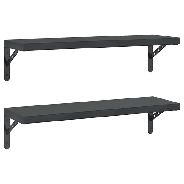 vidaXL Vegghyller 2 stk 75x23,5 cm svart rustfritt stål