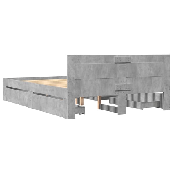 vidaXL Sengeramme med hodegavl betonggrå 120x190 cm konstruert tre