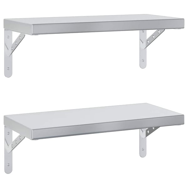 vidaXL Vegghyller 2 stk 50x23,5 cm sølv rustfritt stål
