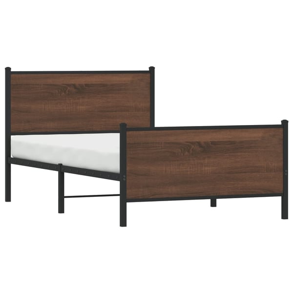 vidaXL Sengeramme i metall uten madrass brun eik 107x203 cm