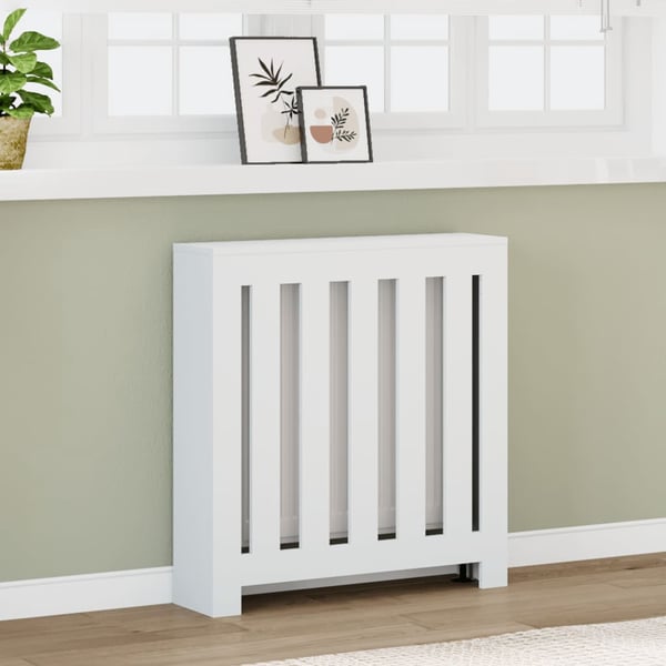 vidaXL radiatorskjuler 78x20x82 cm konstrueret træ hvid