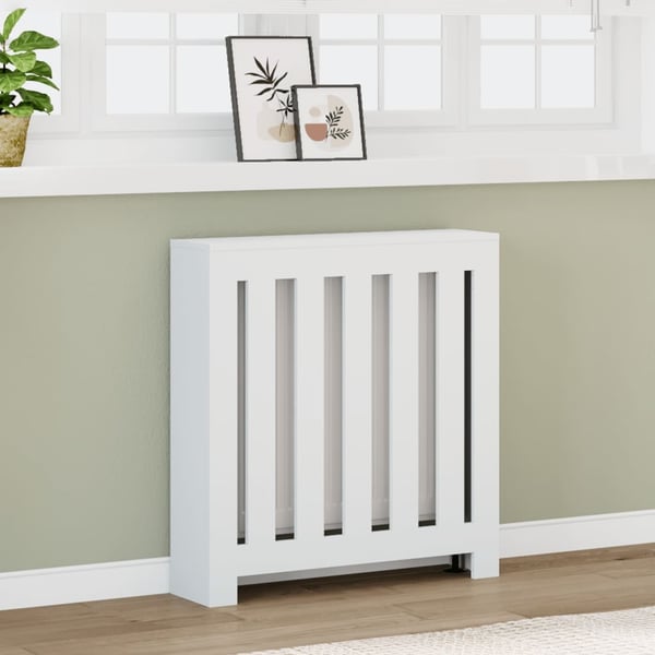 vidaXL Radiatordeksel hvit 78x20x82 cm konstruert tre