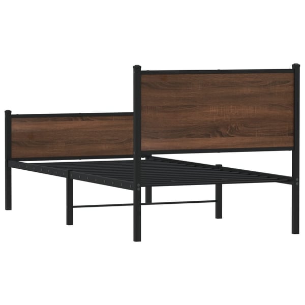 vidaXL Sengeramme i metall uten madrass brun eik 90x190 cm