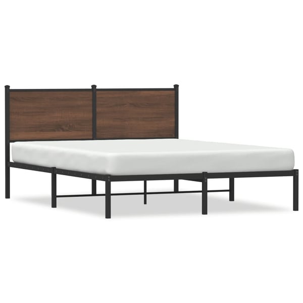 vidaXL Sengeramme i metall uten madrass brun eik 137x190 cm