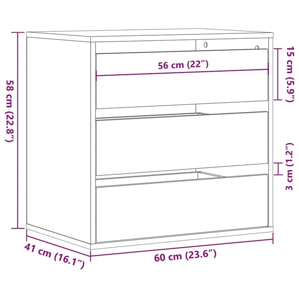 vidaXL Kommode svart 60x41x58 cm konstruert tre