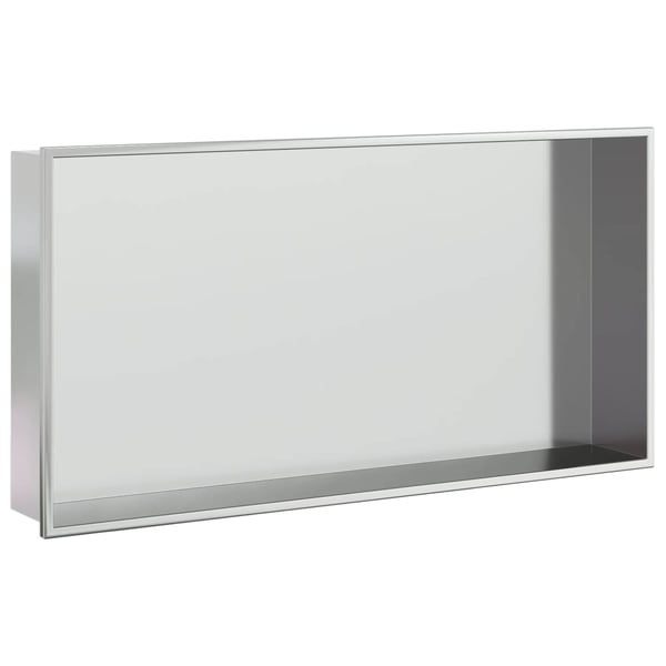 vidaXL brusehylde 62x32x9 cm rustfrit stil børstet sølvfarve
