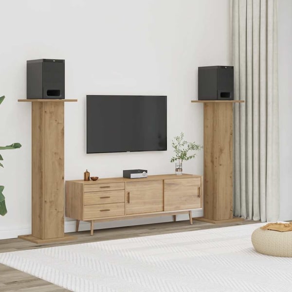 vidaXL Høyttalerstativ 2 stk artisan eik 30x30x95 cm konstruert tre