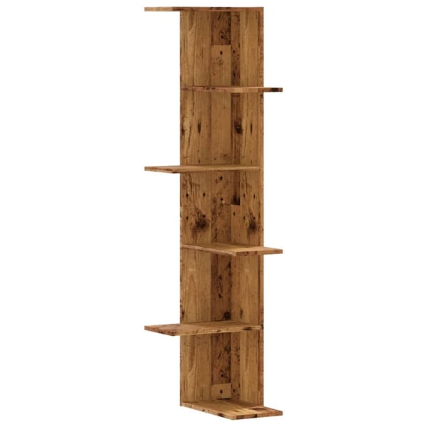 vidaXL Veggmontert hylle gammelt tre 36,5x36,5x140 cm konstruert tre