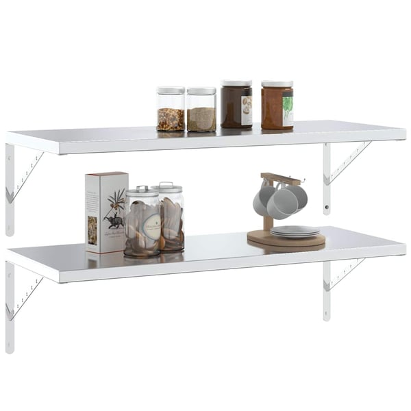 vidaXL Hyllebraketter 4 stk 40x2,5x25 cm sølv rustfritt stål