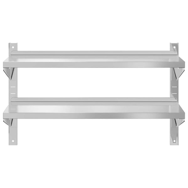vidaXL Vegghylle 2 etasjer 100x40x60 cm sølv rustfritt stål