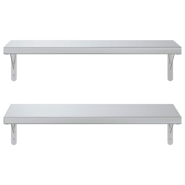 vidaXL Vegghyller 2 stk 75x30 cm sølv rustfritt stål