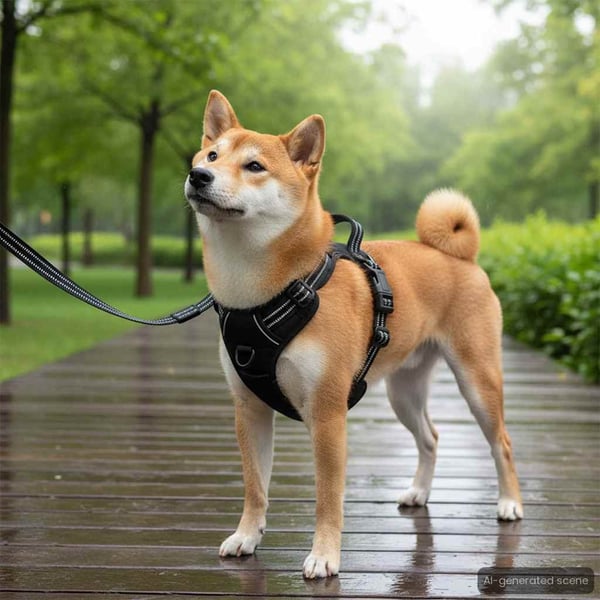 vidaXL Hundesele med reflekterende striper justerbar svart L