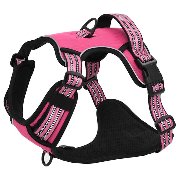 vidaXL Hundesele med reflekterende striper justerbar rosa XL
