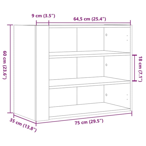 vidaXL Veggskap brun eik 75x35x60 cm konstruert tre