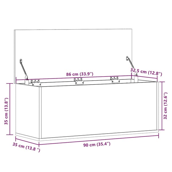 vidaXL opbevaringsboks 90x35x35 cm konstrueret træ betongrå