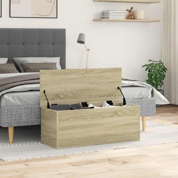 vidaXL Oppbevaringsboks sonoma eik 90x35x35 cm konstruert tre