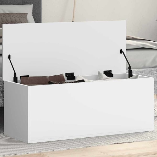 vidaXL Oppbevaringsboks hvit 90x35x35 cm konstruert tre
