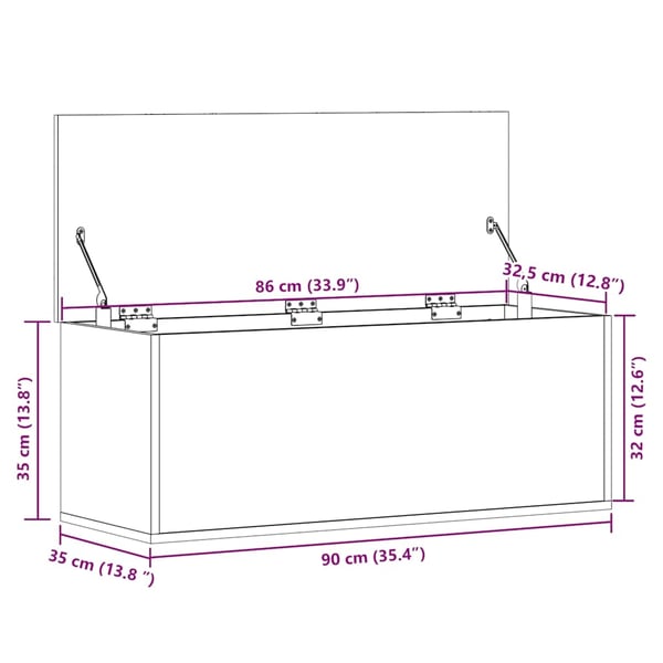 vidaXL Oppbevaringsboks hvit 90x35x35 cm konstruert tre
