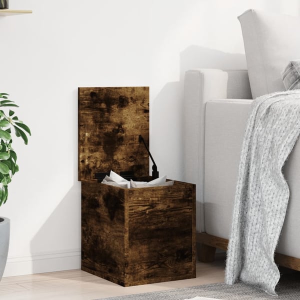 vidaXL Oppbevaringsboks røkt eik 30x35x35 cm konstruert tre