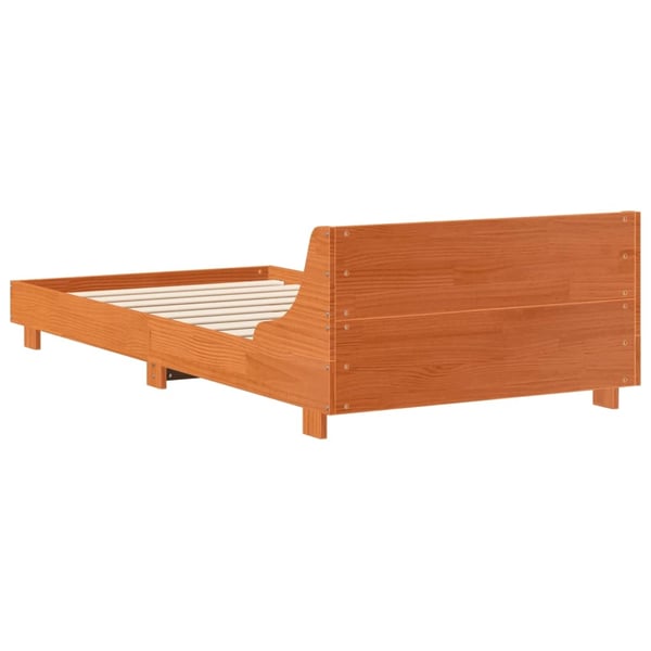vidaXL Sengeramme uten madrass voksbrun 100x200 cm heltre furu