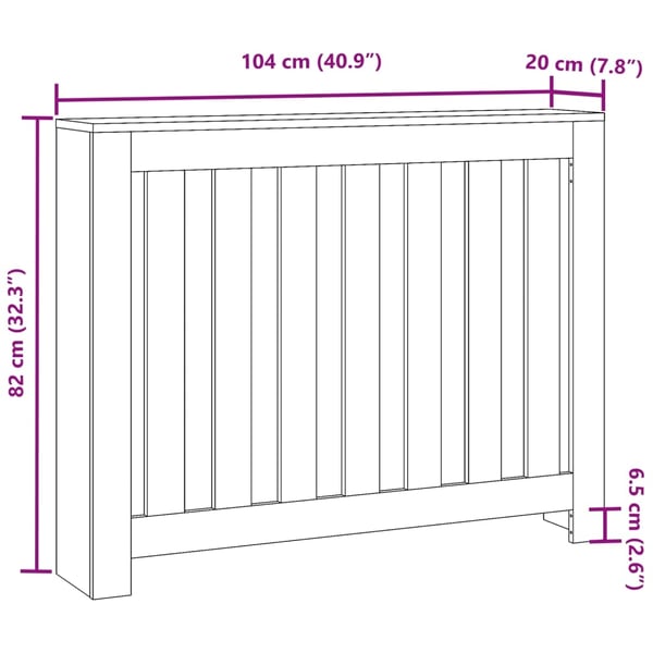 vidaXL Radiatordeksel røkt eik 104x20x82 cm konstruert tre