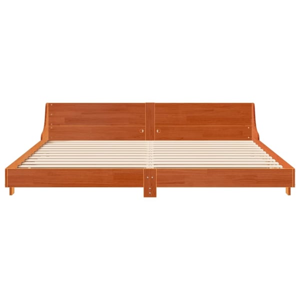 vidaXL sengeramme uden madras 200x200 cm massivt fyrretræ gyldenbrun