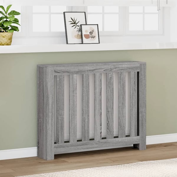 vidaXL radiatorskjuler 104x20x82 cm konstrueret træ grå sonoma-eg