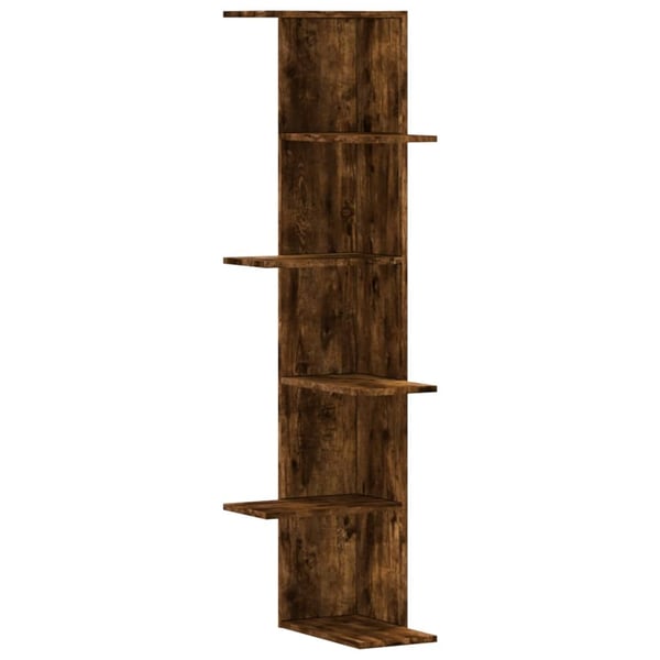 vidaXL Veggmontert hjørnehylle røkt eik 36,5x36,5x140cm konstruert tre