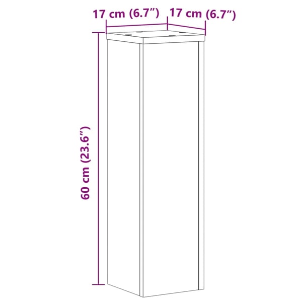 vidaXL Plantestativer 2 stk sonoma eik 17x17x60 cm konstruert tre